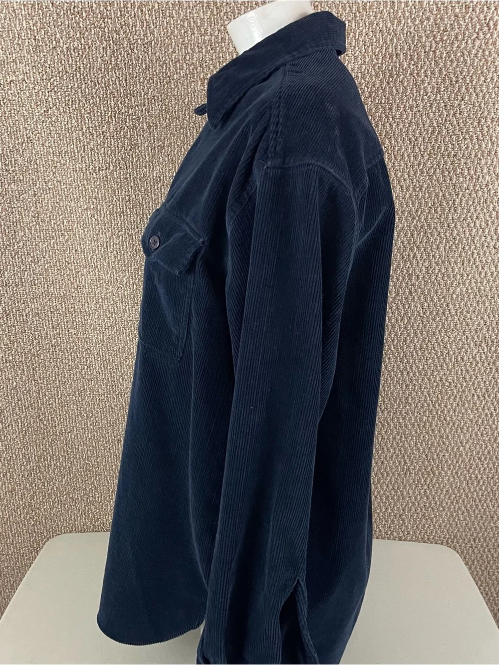 Vintage Eddie Bauer Jacket Shacket Womens L Oversized Blue Corduroy Pullover 90s